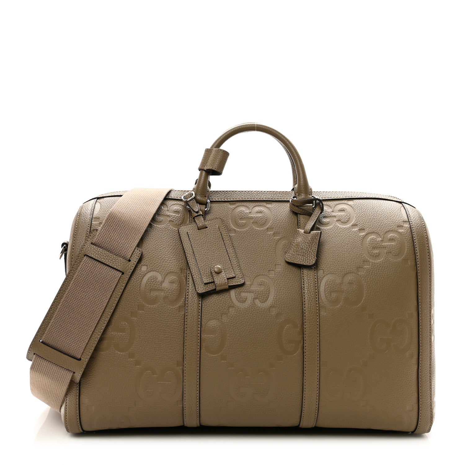 Gucci Piuma Calfskin Jumbo GG Embossed Large Duffle Bag Good Taupe 1 of 8