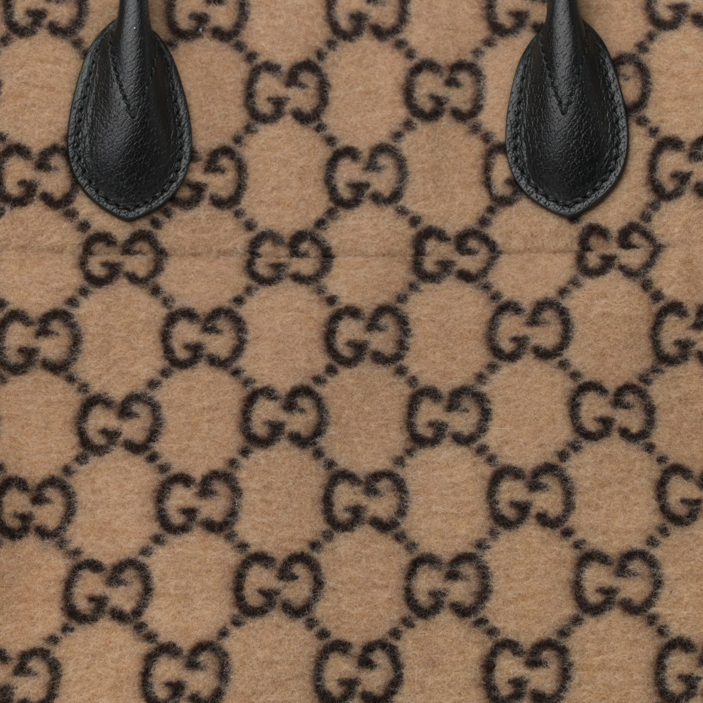 Covered Wool GG Monogram Large Tote Bag Beige Ebony