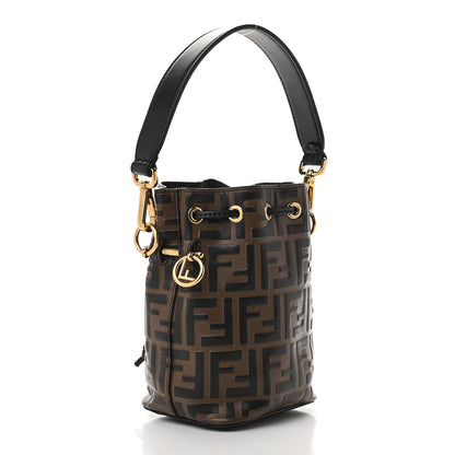 Fendi Vitello Liberty F is Fendi Bi-Color FF 1974 Embossed Mini Mon Tresor Bucket Bag Maya Black 3 of 11