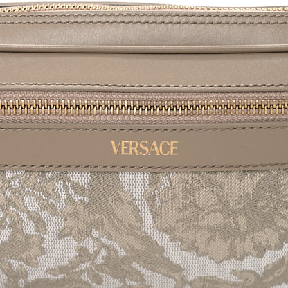 Versace Fabric Jacquard Calfskin Barocco Wristlet Pouch Beige 7 of 9