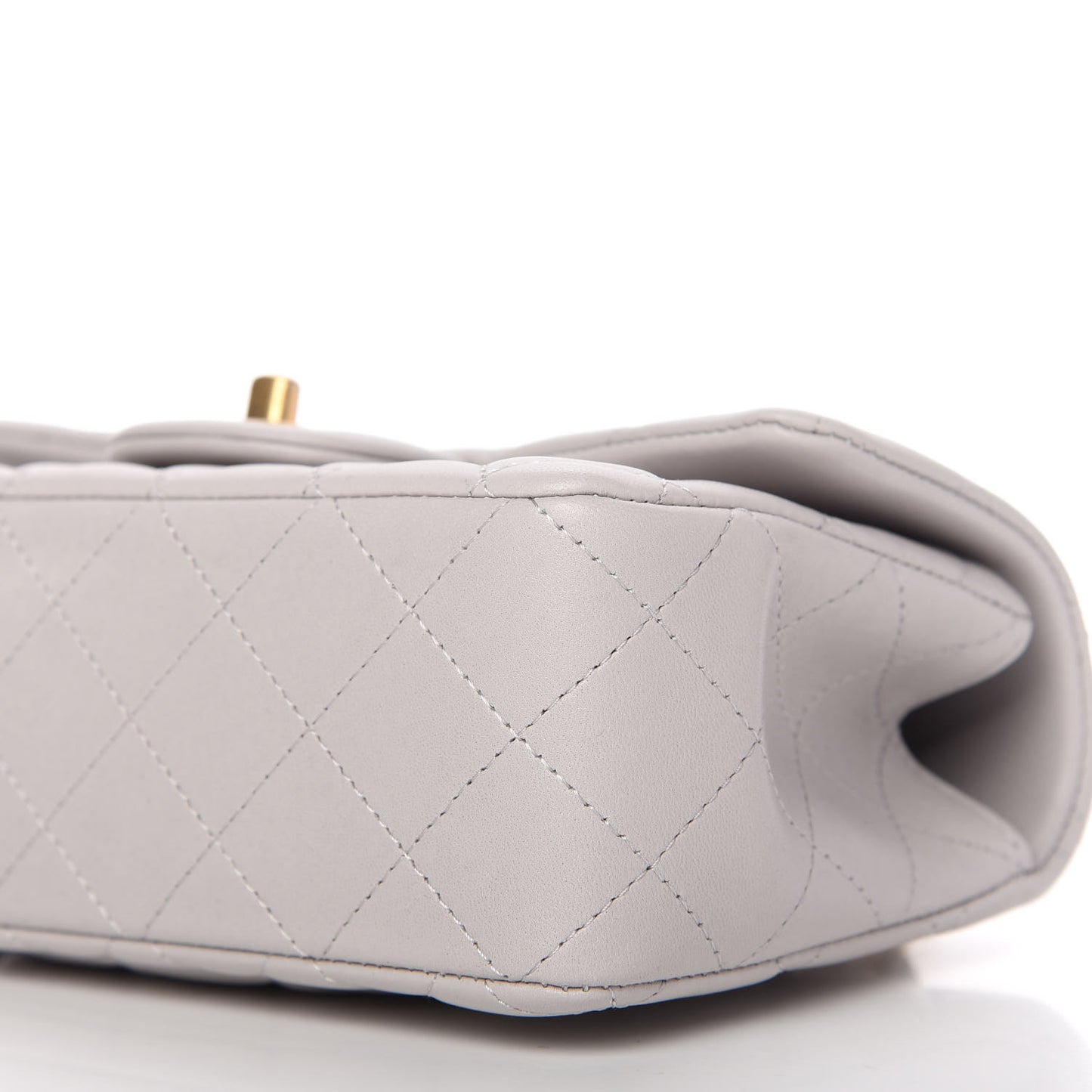 Lambskin Quilted Mini Top Handle Rectangular Flap Grey