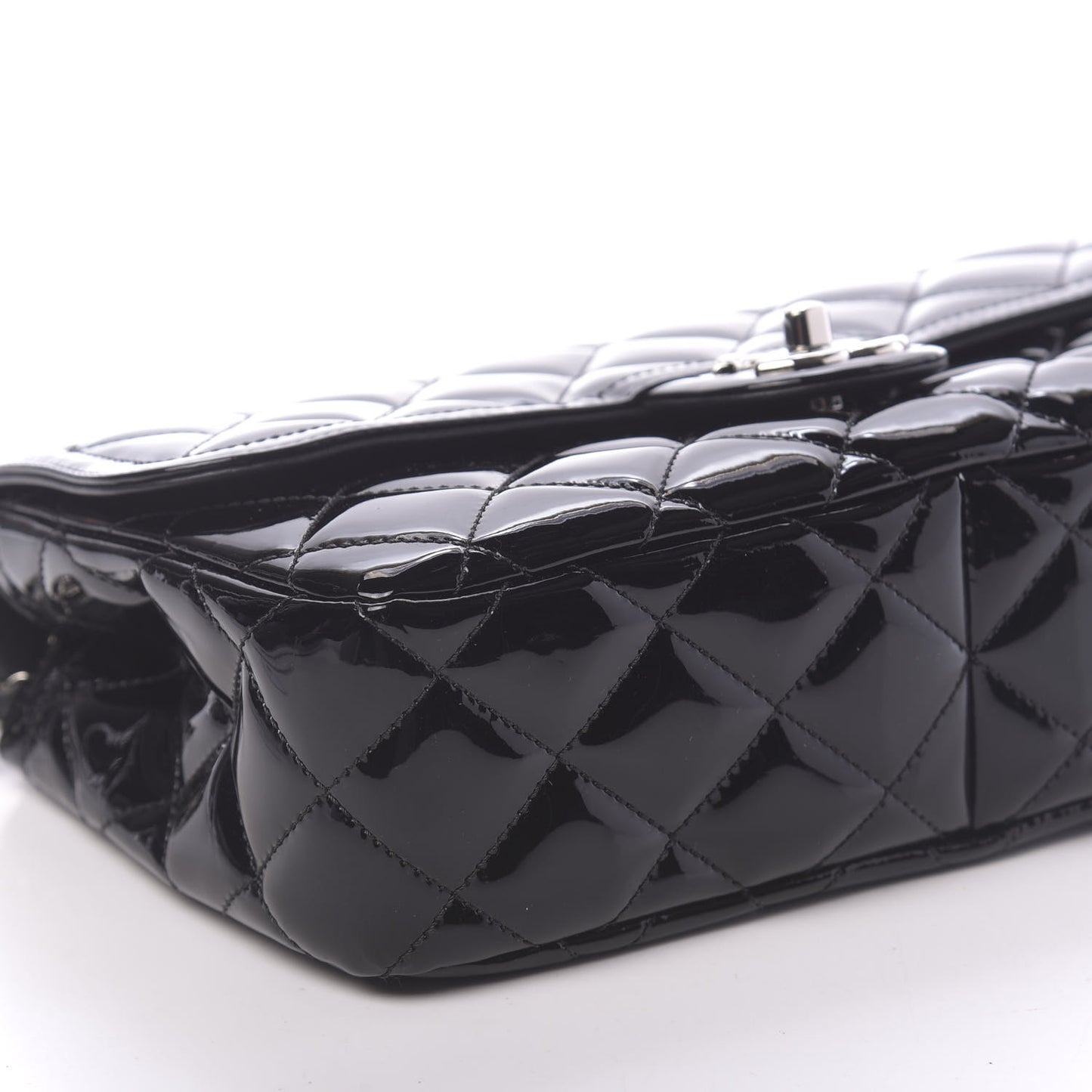 Patent Quilted Large Coco Shine Flap Black