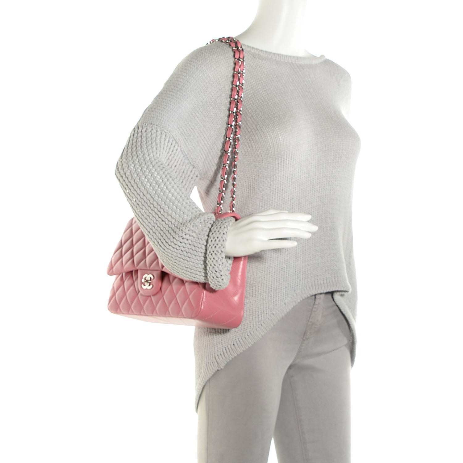 Chanel Lambskin Quilted Jumbo Double Flap Pink 2 of 9