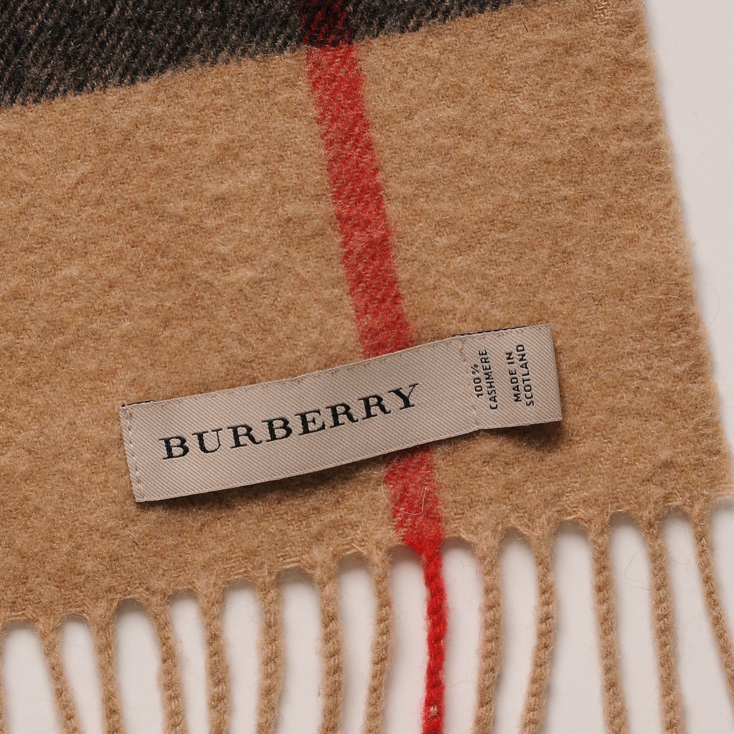 Burberry Cashmere Classic Check Fringe Scarf Camel 4 of 6