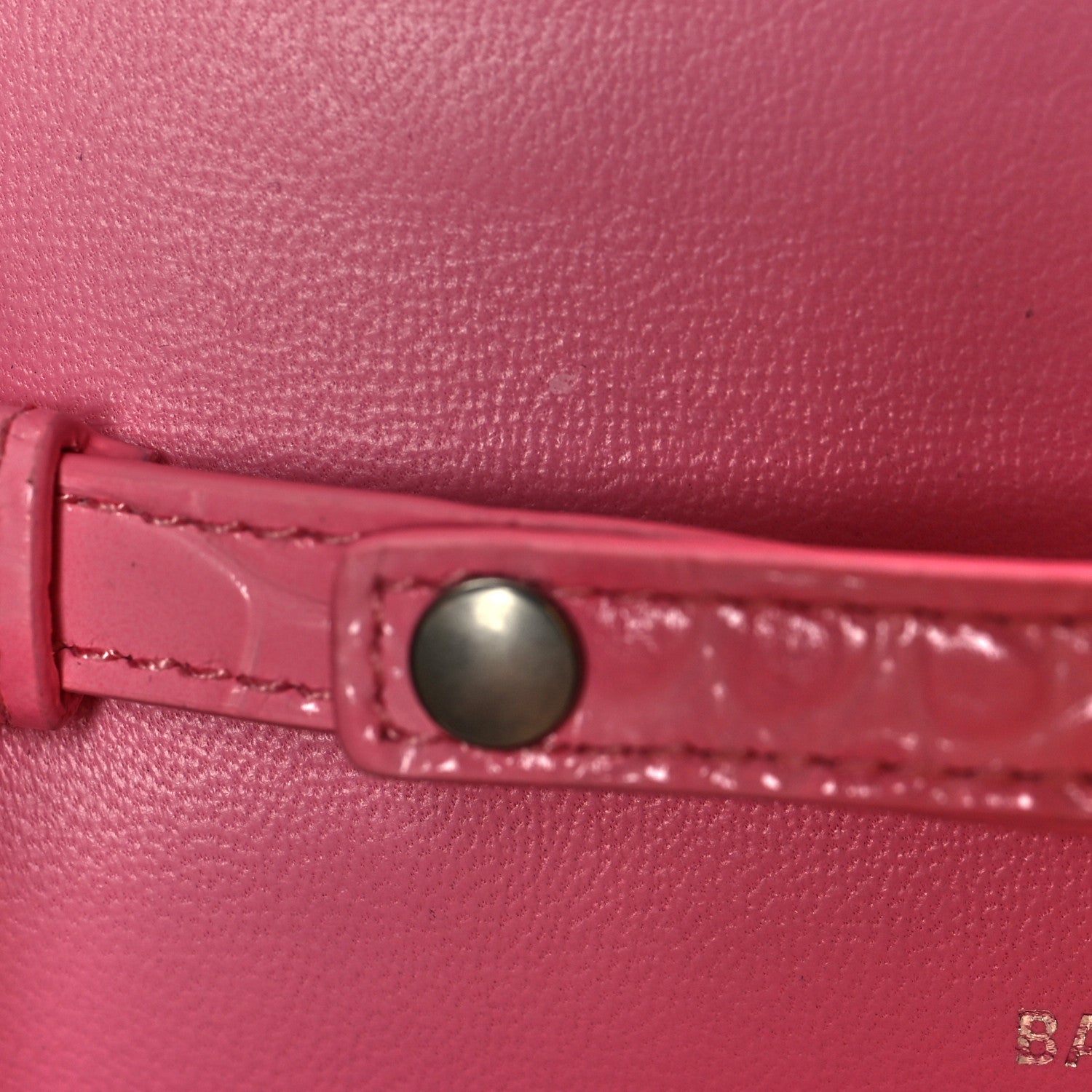 Balenciaga Shiny Calfskin Crocodile Embossed Hourglass Chain Bag Sweet Pink 11 of 12