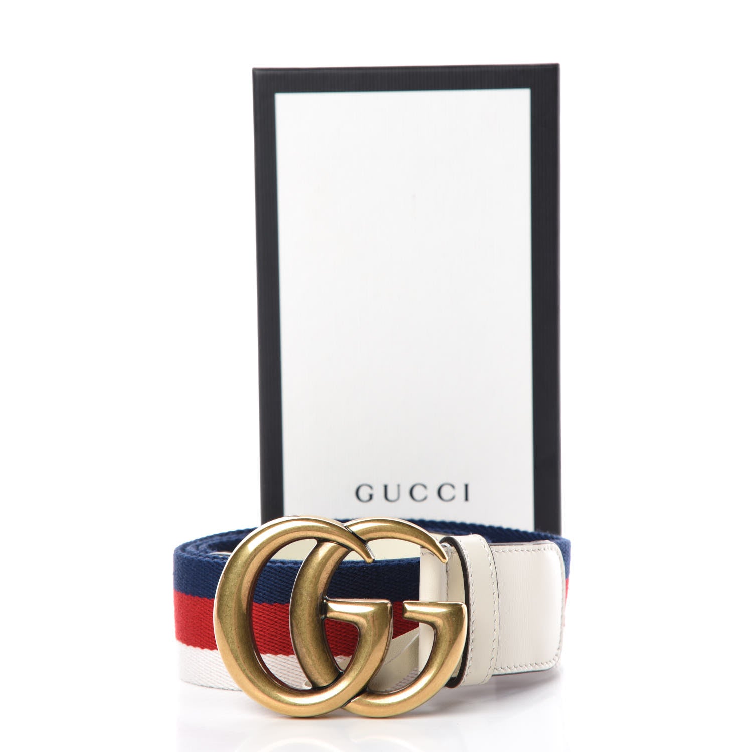 Gucci Nylon Calfskin Sylvie Web Double G 40mm Belt 95 38 Mystic White Hibiscus Red Maritime 7 of 7