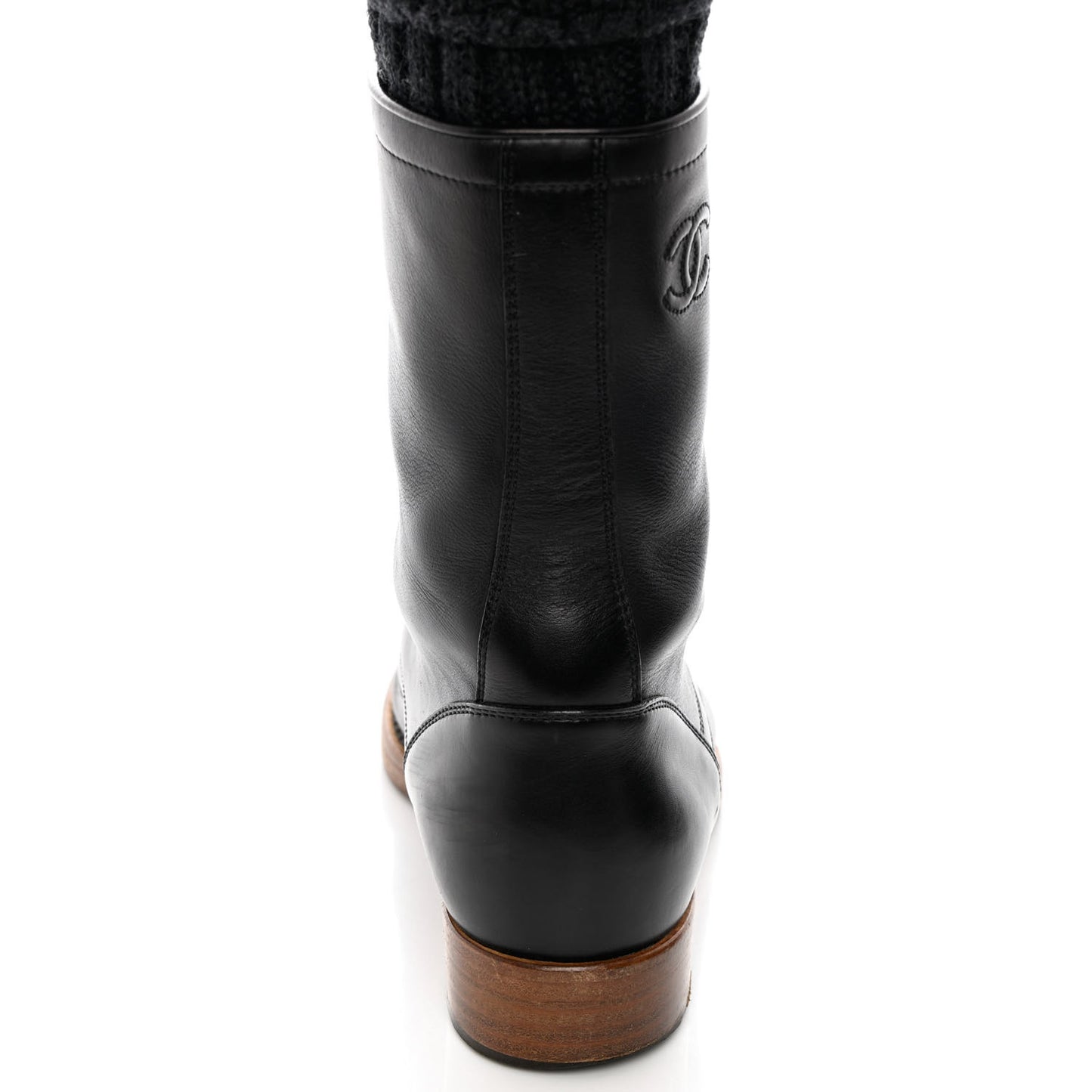 Calfskin Sock High CC Combat Boots 37 Black