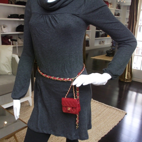 Chanel Vintage Lambskin Flap Belt Bag Red 3 of 9