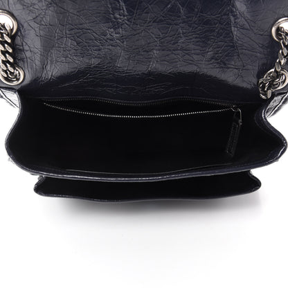 Saint Laurent Crinkled Calfskin Matelasse Monogram Medium Niki Chain Satchel Deep Marine 6 of 12