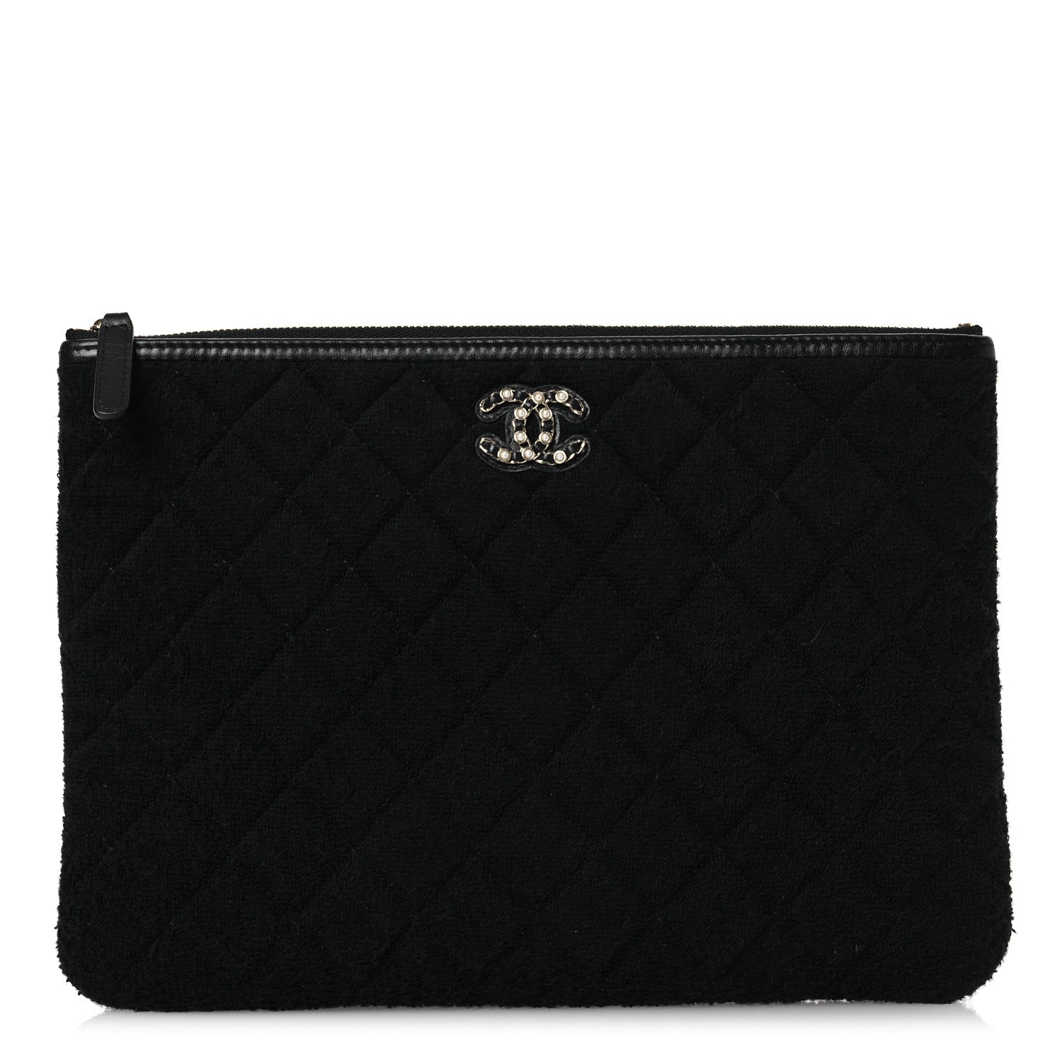 Chanel Terry Cloth Quilted Medium Cosmetic Case Black 1 of 9