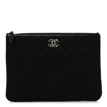 Chanel Terry Cloth Quilted Medium Cosmetic Case Black 1 of 9