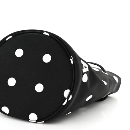 Balenciaga Recycled Sport Nylon Polka Dot Logo Embroidered Wheel Drawstring Bucket Bag XS Black White 9 of 9