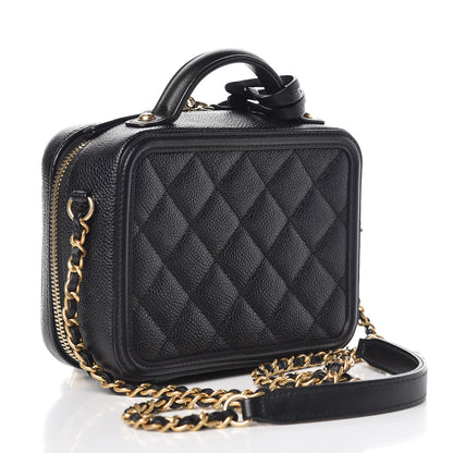 Chanel Caviar Quilted Small CC Filigree Vanity Case Black 3 of 10