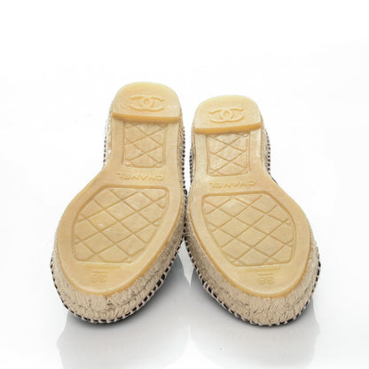 Chanel Satin CC Espadrilles 38 Black 6 of 7