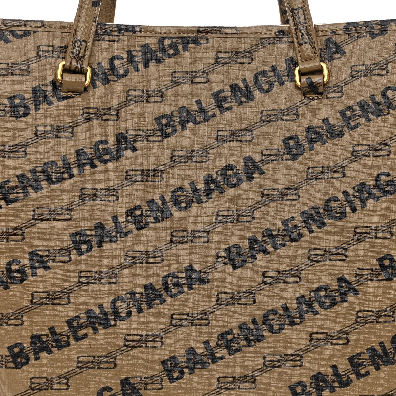 Balenciaga Coated Canvas BB Monogram Allover Logo Signature Tote Beige Brown Black 8 of 11