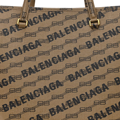 Balenciaga Coated Canvas BB Monogram Allover Logo Signature Tote Beige Brown Black 8 of 11