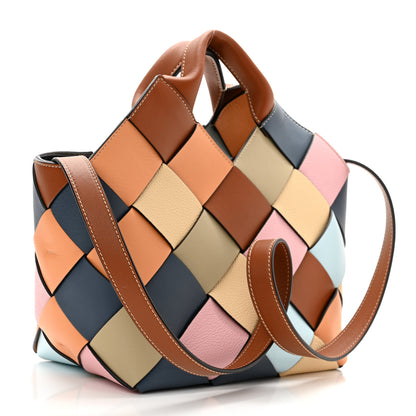 Loewe Calfskin Small Woven Basket Surplus Bag Soft Apricot Crystal Blue 3 of 9