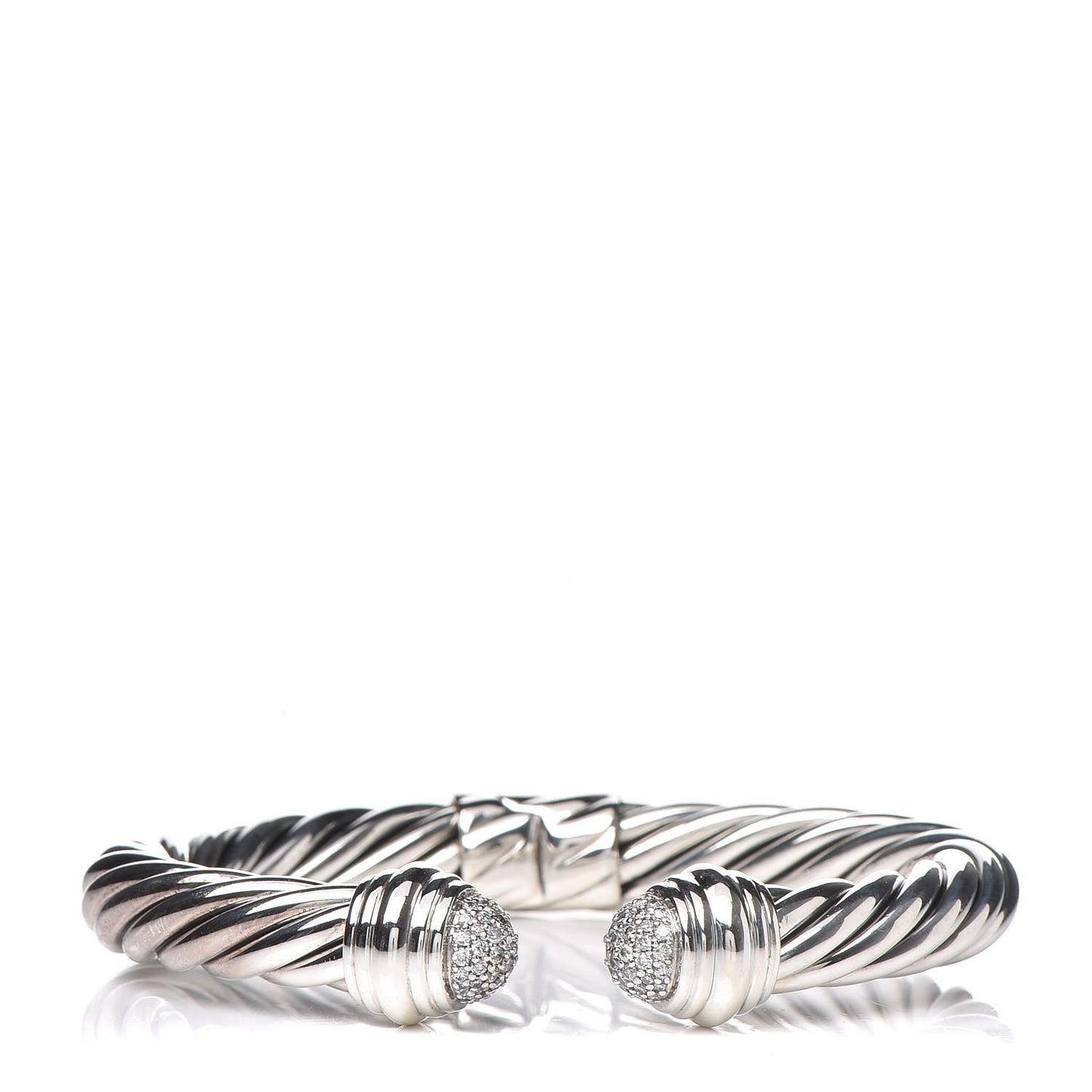 Sterling Silver Diamond 8.5mm Cable Classics Bracelet