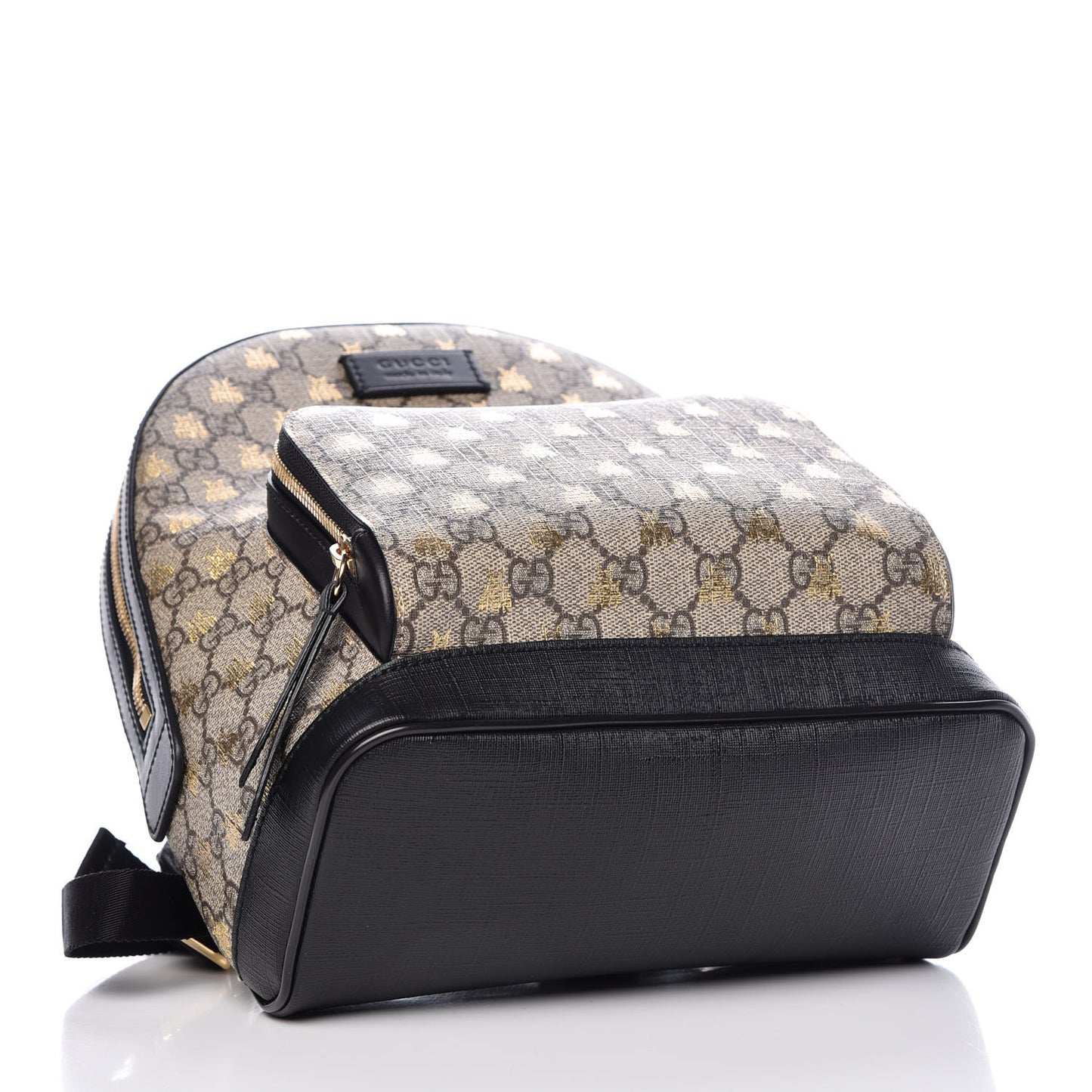 GG Supreme Monogram Bees Print Small Day Backpack Beige Oro Black