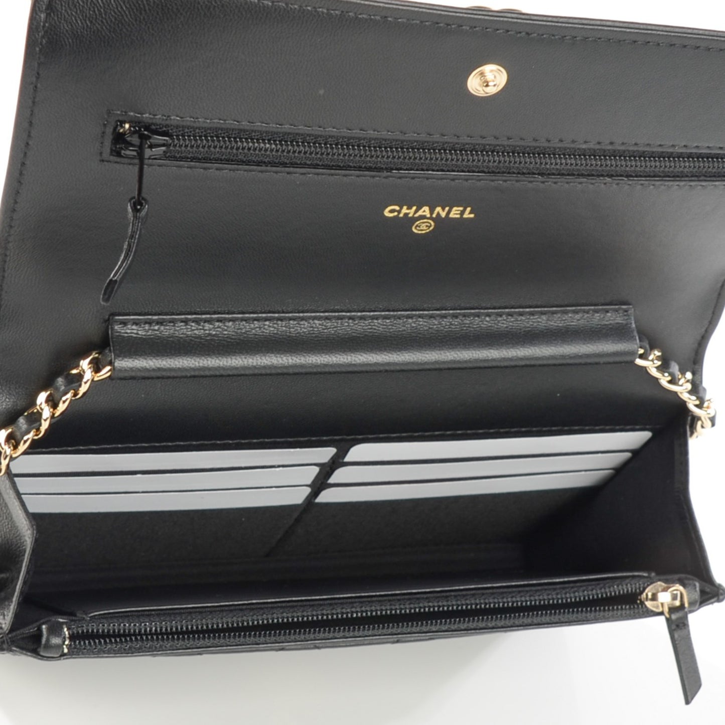 Lambskin Quilted Boy Wallet On Chain WOC Black
