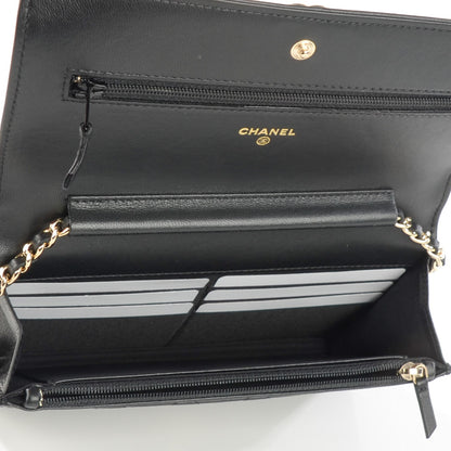 Chanel Lambskin Quilted Boy Wallet On Chain WOC Black 5 of 8