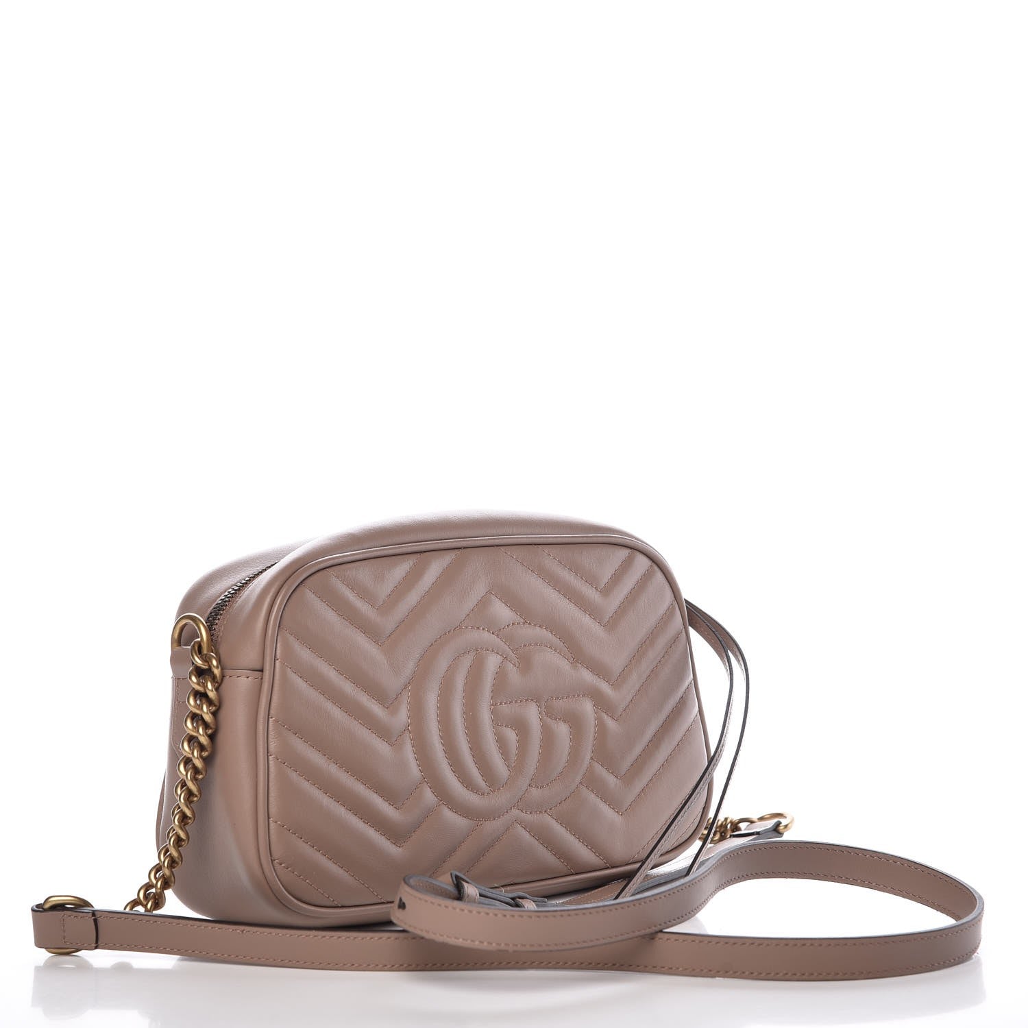 Gucci Calfskin Matelasse Small GG Marmont Chain Shoulder Bag Porcelain Rose 3 of 8