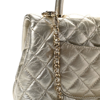 Chanel Metallic Aged Calfskin Quilted Mini Coco Handle Flap Gold 6 of 10