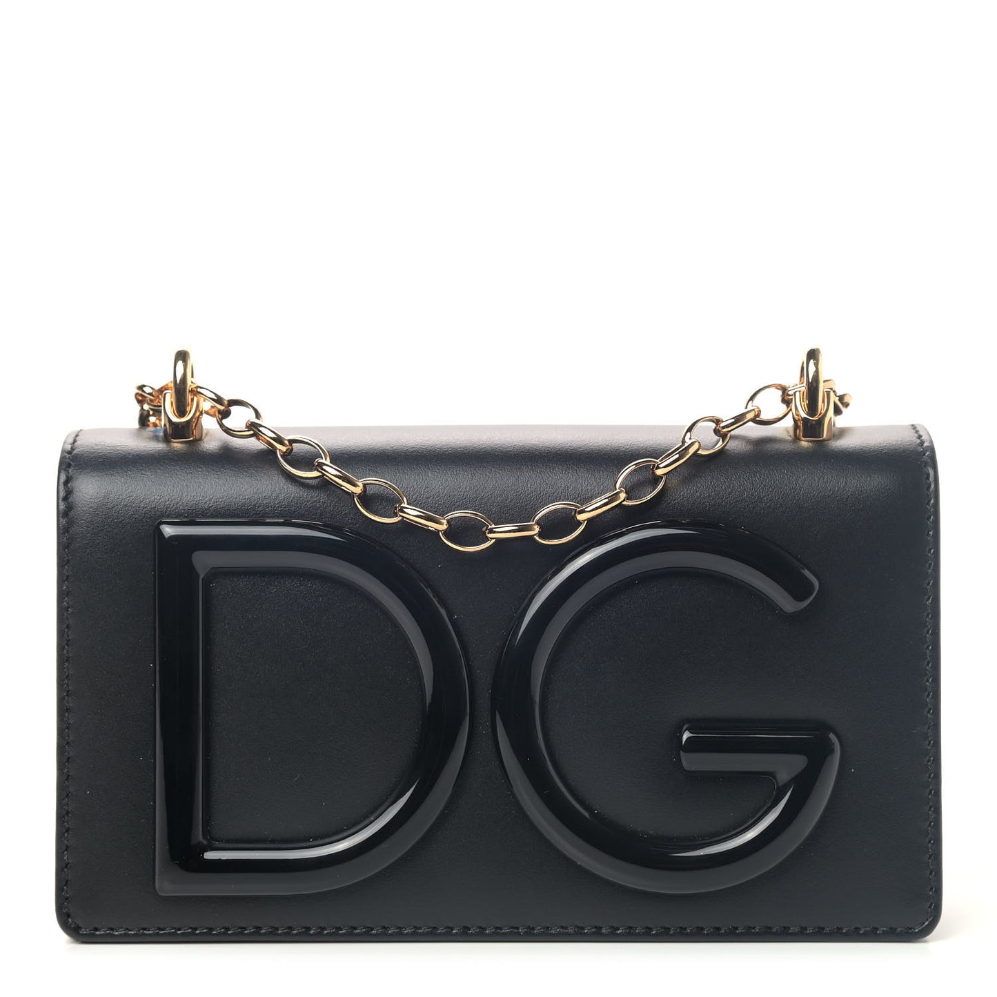 Smooth Calfskin Acetate DG Shoulder Bag Black