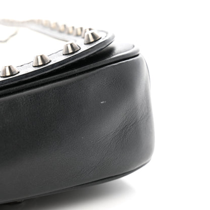 Prada Glace Calfskin Studded Crossbody White Black 12 of 13