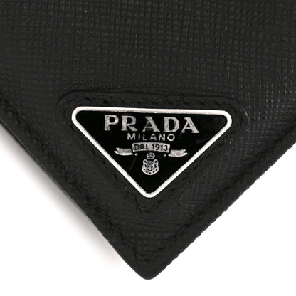 Prada Saffiano Triangle Card Holder Black 8 of 10
