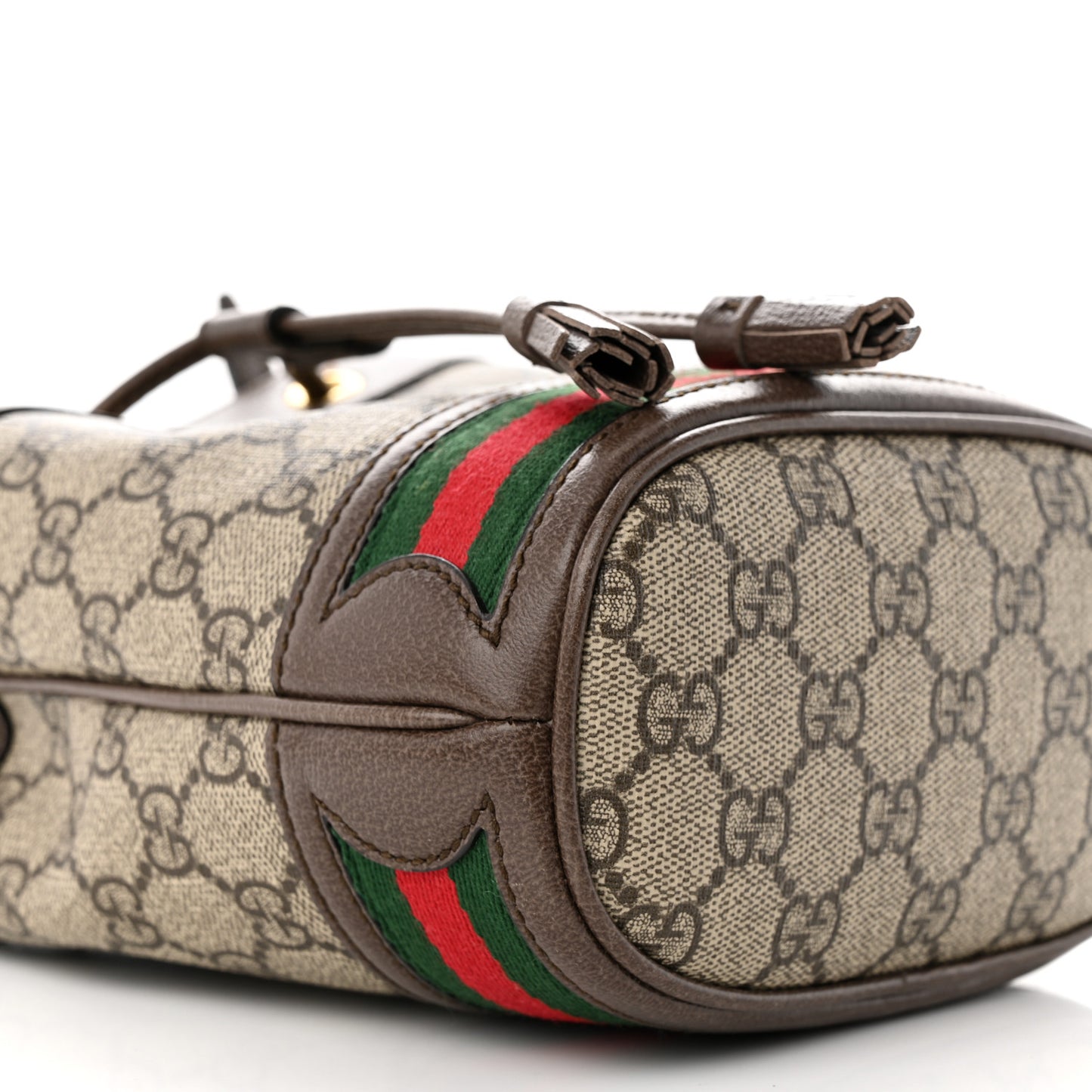 GG Supreme Monogram Web Mini Ophidia Bucket Bag Brown