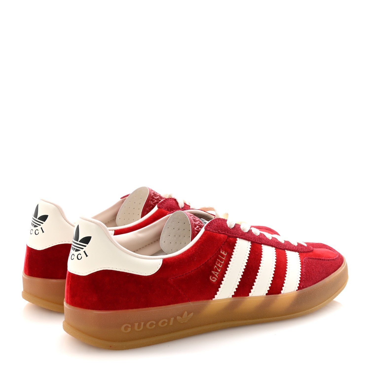 Gucci X ADIDAS Softy Velvet Suede Madeira Demetra Mens Gazelle Sneakers 8 Vulcanic Red Off White Hibiscus Red 5 of 10