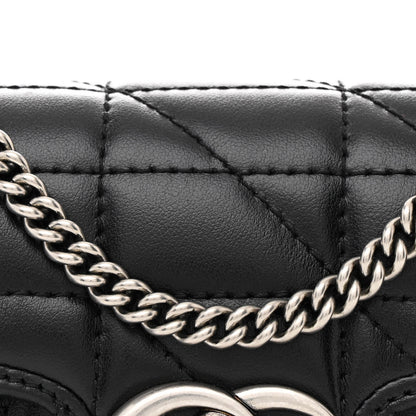 Gucci Calfskin Matelasse Aria Super Mini GG Marmont Shoulder Bag Black 8 of 11