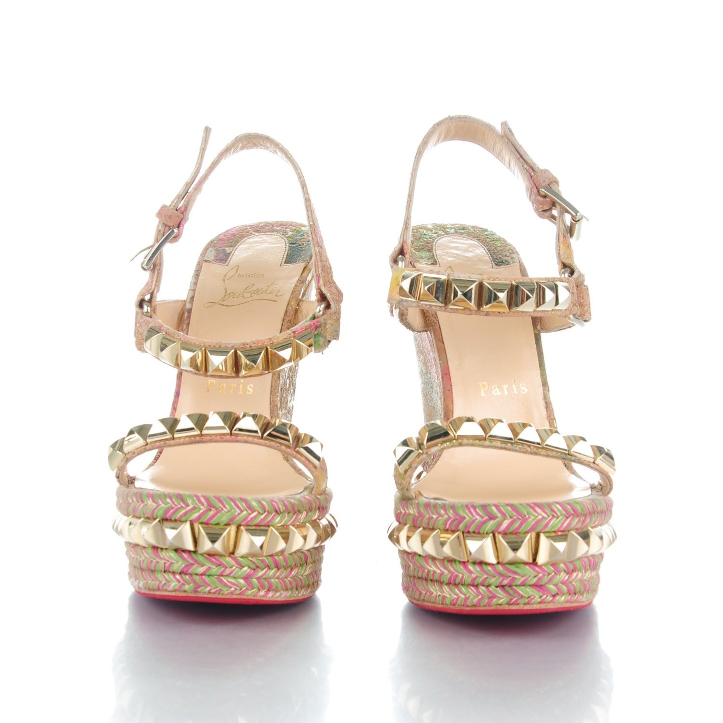 Cork Bloom Print Cataclou 140 Wedge Sandals 36 Multicolor