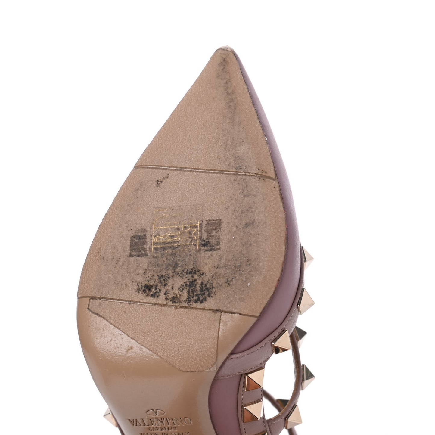 Calfskin Nappa Rockstud Ankle Strap 100mm Pumps 35 Grey Pink Poudre
