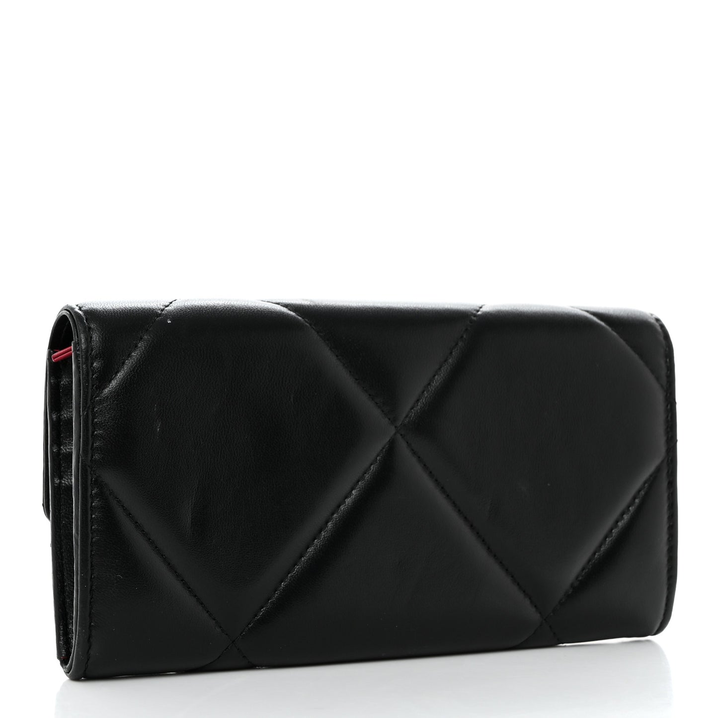 Lambskin Quilted Chanel 19 Flap Wallet Black