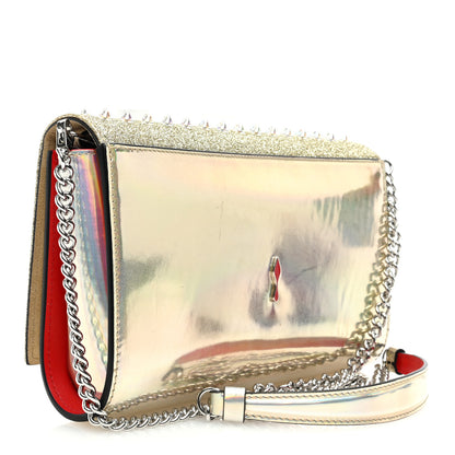 Christian Louboutin Glitter Metallic Patent Calfskin Psychic Spikes Paloma Clutch Gold 3 of 9