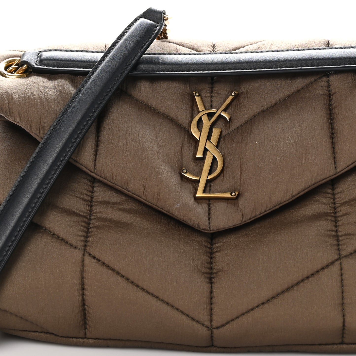 Nylon Quilted Small Loulou Puffer Monogram Chain Satchel Military Green