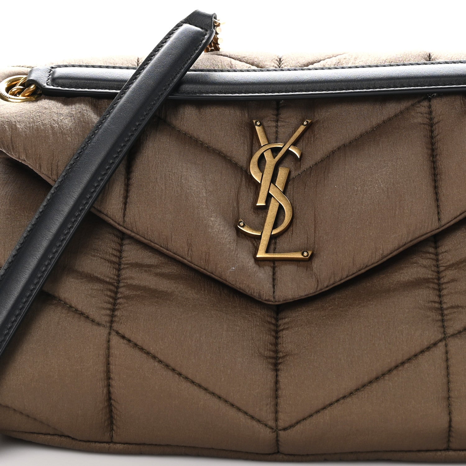 Saint Laurent Nylon Quilted Small Loulou Puffer Monogram Chain Satchel Military Green 8 of 11