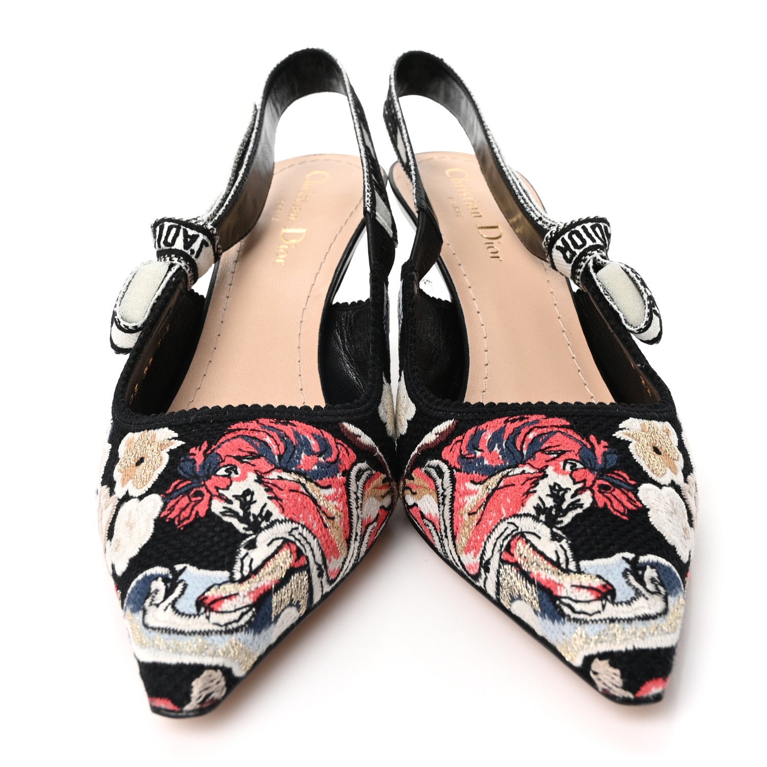 Christian Dior Canvas Embroidered Pop J'Adior Slingback 65mm Pumps  39.5 Black Multicolor 3 of 9