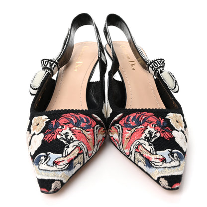 Christian Dior Canvas Embroidered Pop J'Adior Slingback 65mm Pumps  39.5 Black Multicolor 3 of 9