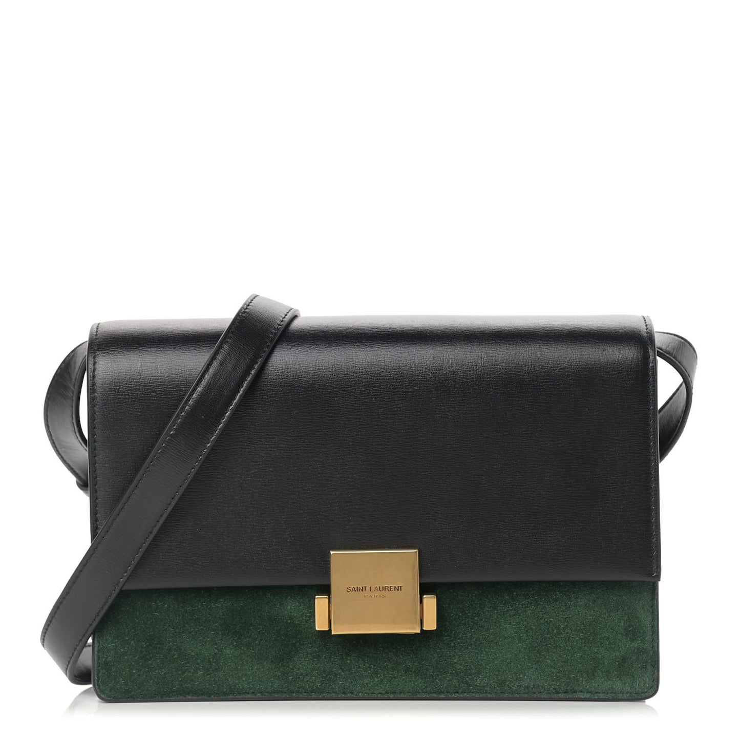 Smooth Calfskin Suede Medium Bellechasse Black Dark Green