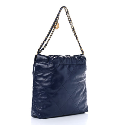 Chanel Shiny Calfskin Quilted Small Chanel 22 Navy 4 of 11