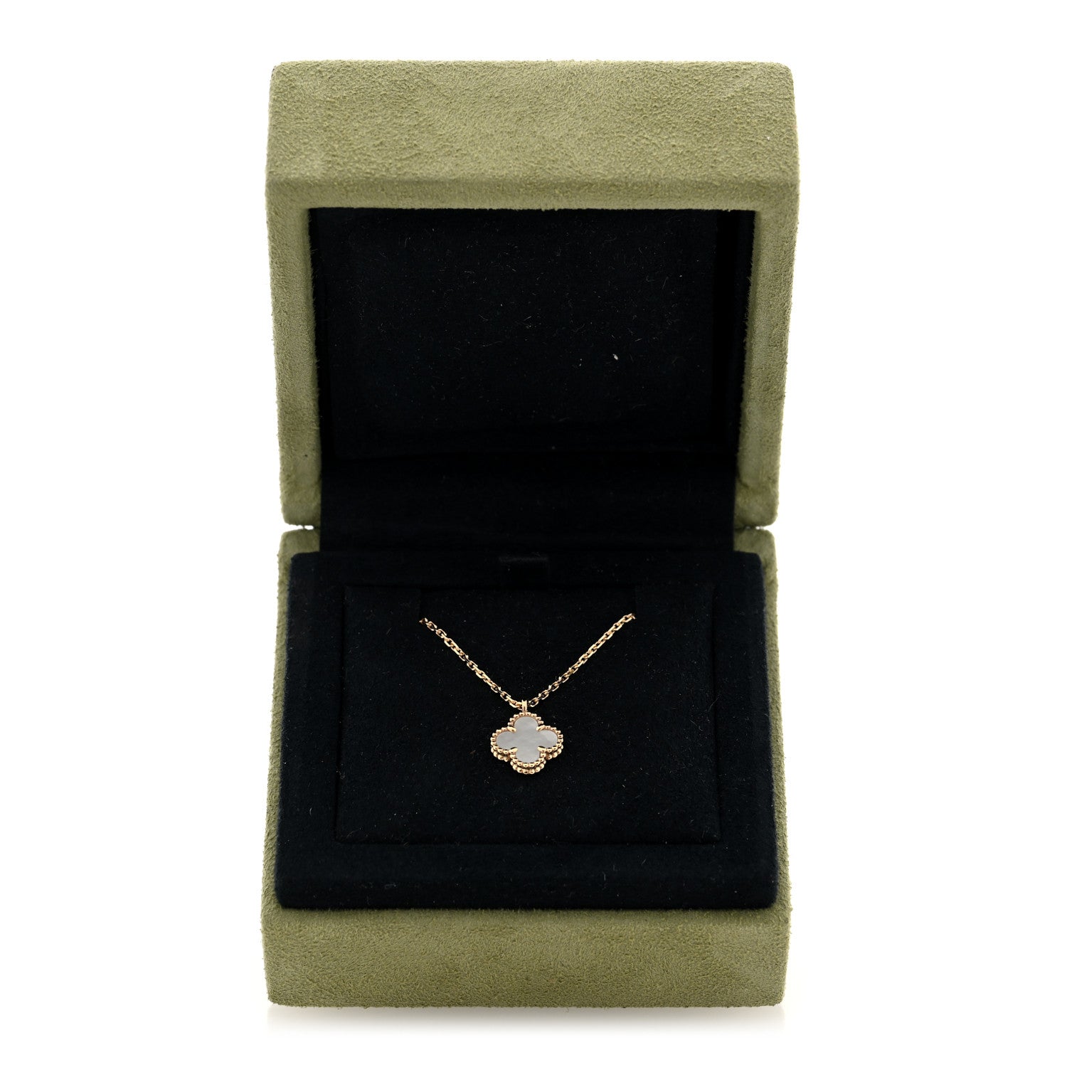 Van Cleef & Arpels 18K Yellow Gold Mother of Pearl Sweet Alhambra Pendant Necklace 5 of 5