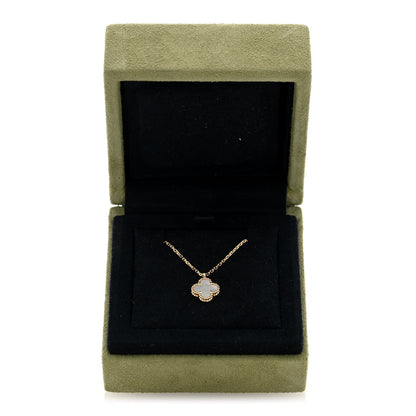 Van Cleef & Arpels 18K Yellow Gold Mother of Pearl Sweet Alhambra Pendant Necklace 5 of 5