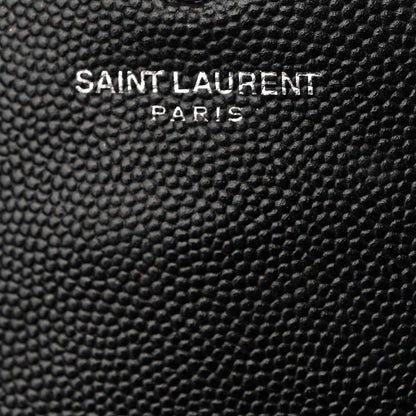 Saint Laurent Grain De Poudre Matelasse Chevron Monogram Monochrome Chain Wallet Black 7 of 13