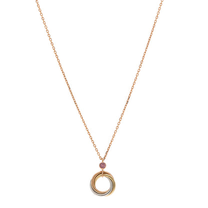 Cartier 18K Pink Yellow White Gold Pink Sapphire Trinity Pendant Necklace 1 of 5