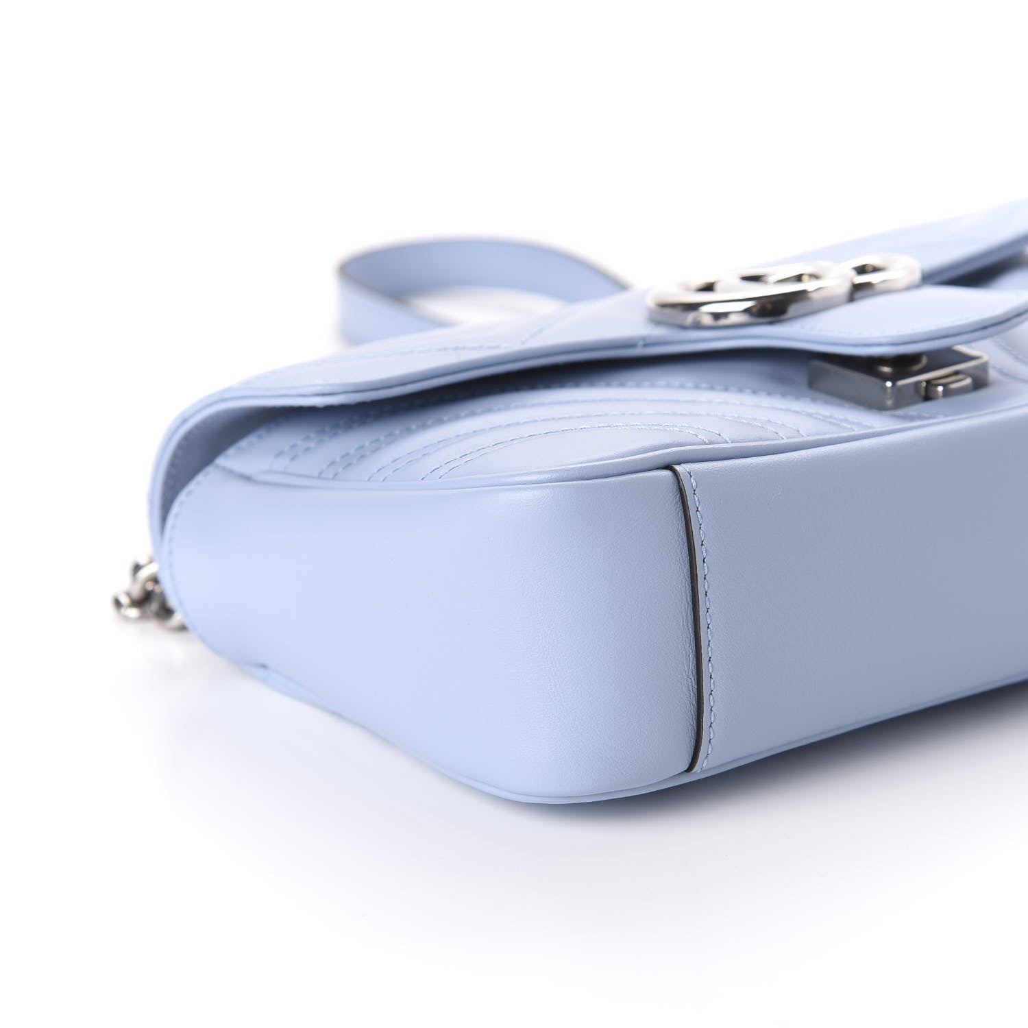Gucci Calfskin Matelasse Mini GG Marmont Shoulder Bag Porcelain Light Blue 6 of 10