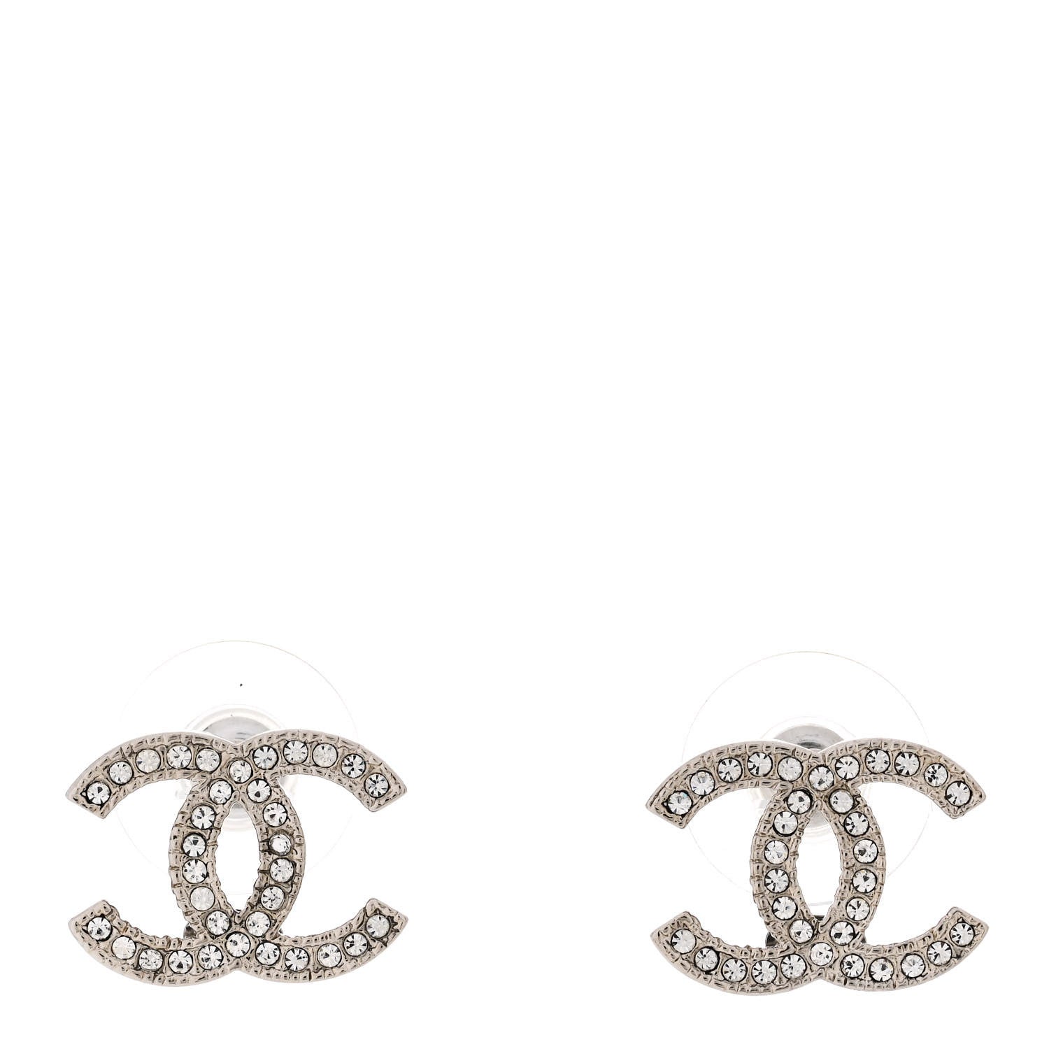Chanel Crystal CC Earrings Silver 1 of 5
