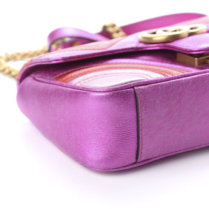 Gucci Metallic Calfskin Matelasse Mini GG Marmont Shoulder Bag Fuchsia 6 of 10